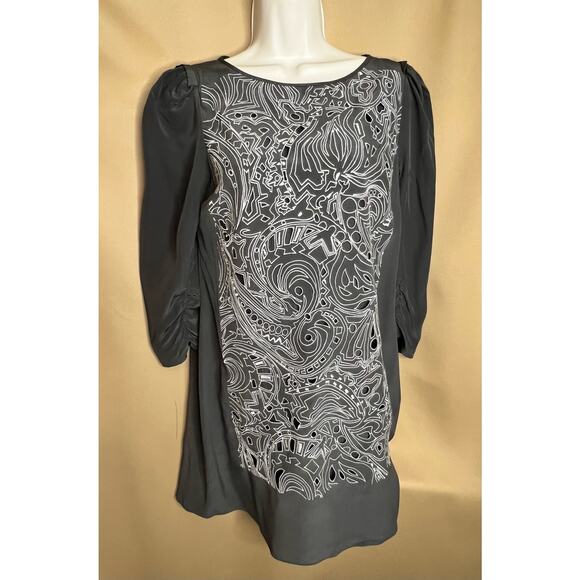 Tibi Gray Silk Embroidered Cutout Shift Dress 6 NWOT - Picture 1 of 5